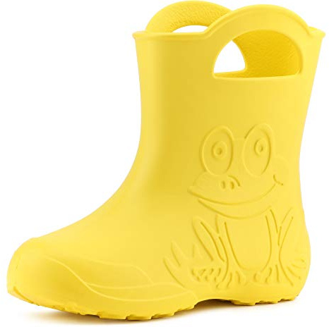 Ladeheid Botas Agua Niño y Niña EVA Unisex – Calzado de Lluvia Infantil Impermeable, Ligero, Cómodo y Divertido – Galochas de Goma Resistentes LA-CA-01 (Amarillo, 24/25 EU)