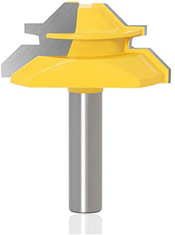 Gasea 8 mm 45 gradi blocco blocco Mitre Router Bit Fresa per scanalatura per tagliaerba 51 mm Diametro taglio giallo