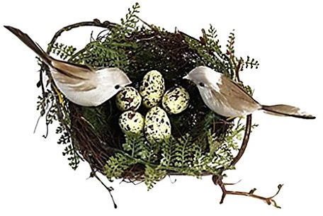 PETSOLA Kunststoff Vogelnest 2 Stü Künstliche Vögel 5 Stücke Wachteleier Wachtel Eier Set Deko Ostereier Osterdeko kleine Dekoeier Für Outdoor Garten