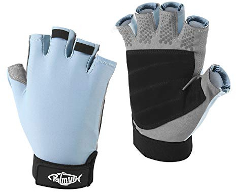 Palmyth UV Fishing Gloves Sun Protection Fingerless Kayaking Glove Men Women UPF 50+ SPF for Sailing, Hiking, Paddling, Canoeing, Rowing, Driving (Light Gray, Large)