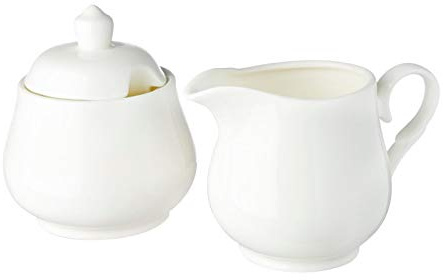 Wilmax WL-995024/2C Lot de 2 sucriers et pots à lait en porcelaine Blanc