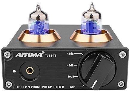 AIYIMA TUBE-T3 6J2 Tube HiFi MM Phono Preamplifier for Turntable Preamp with Gain Stereo Audio for Phono Audiophile with DC 12V Power Adapter