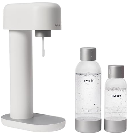 Mysoda: Ruby Set - Wassersprudler aus Aluminum mit 1L und 0.5L Quick-Lock BPA-frei Plastikflaschen (ohne CO2-Zylinder) - Weiß