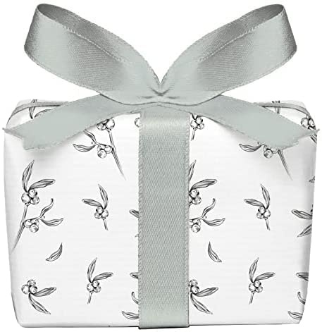 Geschenkpapier 5er Set 5 Bögen Mistelzweige Schwarz Weiß, für jeden Anlass Geburtstag Taufe Kommunion Konfirmation Ostern Hochzeit Weihnachten, gedruckt auf PEFC zertifiziertem Papier, 50 x 70 cm