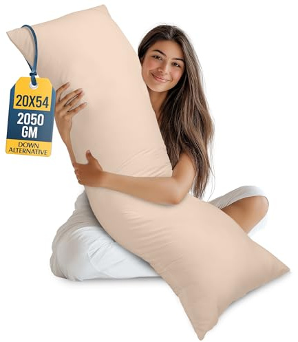 Utopia Sängkläder Side Sleeper Kudde, Helkroppskudde, Gravidstöd, Side Sleeper Kudde (Beige, 50x135 cm)