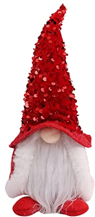 Weihnachtsschmuck Pailletten mit Lichtern Leuchtender Puppenumhang ohne Gesicht Puppeneinrichtungsartikel Organisation Büro (Red, One Size)