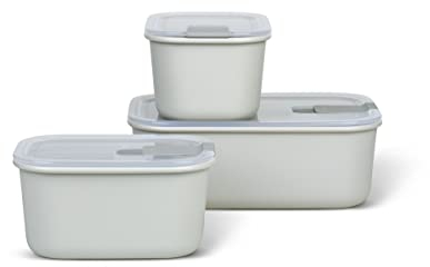 Mepal – Contenitore per alimenti EasyClip – Barattolo con coperchio e chiusura a scatto – Adatto per microonde, forno a vapore, frigorifero e congelatore – 2 x 450 ml + 1000 ml – Nordic white