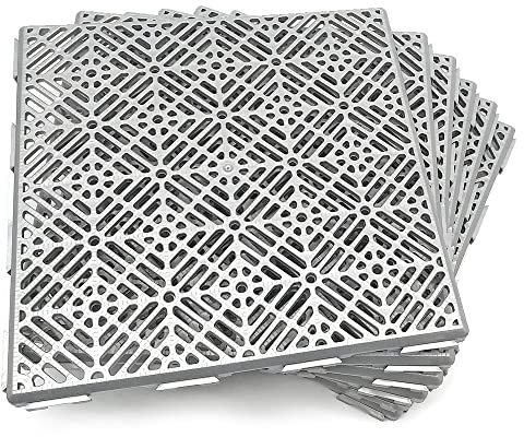 Pack 12 Losetas Antihumedad Gris Aluminio ≈1m² Camping Vestuarios Piscinas | Suelo autoventilado para mejorar higiene, ventilación y drenaje de zonas húmedas. Se pueden cortar. 30x30x1,5cm.