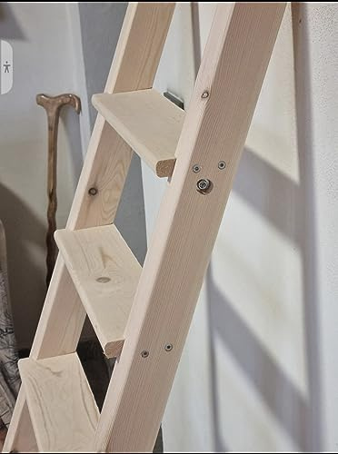 Scala a pioli in legno per soppalco letto a castello soffitta (Altezza cm 200, Larghezza cm 40)