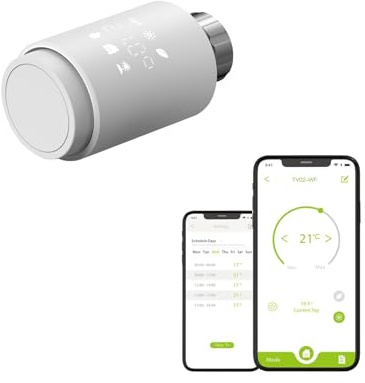 Qiumi Vannes de radiateur thermostatiques intelligentes Wifi Direct, aucune passerelle requise, fonctionne avec Alexa Googlehome