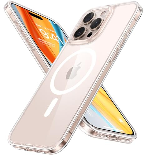 TORRAS Guardian-Mag für iPhone 16 Pro Max Hülle für MagSafe Anti-Gelb | Anti-Vergilbung, Zertifizierter Militärschutz, stoß-/kratzfest, 360°Airbag-Ecken, Transparent