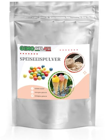 Gino Gelati Vanille Eis Speiseeis Pulver, Vanilleeis selber machen, verschiedene Sorten, schnelle und einfache Zubereitung, für Haushaltseismaschinen (333 g, Vanille Kaugummi Blau)