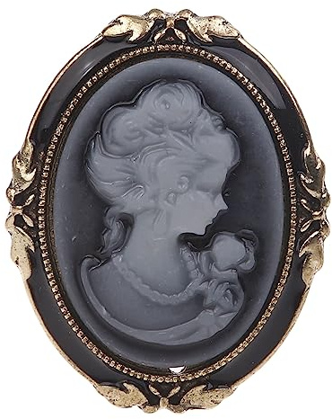 Maxtonser 1 Stück Queen Lady Vintage viktorianische Kamee schwarz Emaille Bronze Brosche Pin