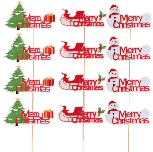 Amosfun 12pcs Weihnachten Glocke Topper Kuchen Schmuck Santa Topper Cupcake Decor Kuchen Toer Partei Liefert