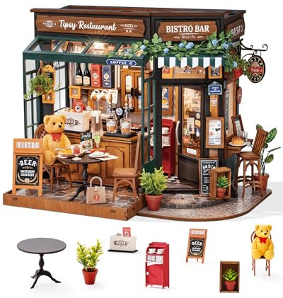 Rolife Kit di Modelli per Casa delle Bambole in Miniatura per Ristorante, Kit per Modellismo, Mini Casa, Scrivania, Libreria, Idea Regalo di Natale per Adulti Unisex