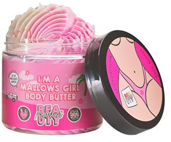 Mallows Beauty Body Butter Shea Nourishing Cocoa & Vanilla Butter I'm a Mallows Girl for Silky Smooth Skin Hydrates and Soothes Razor Burn and Dryness