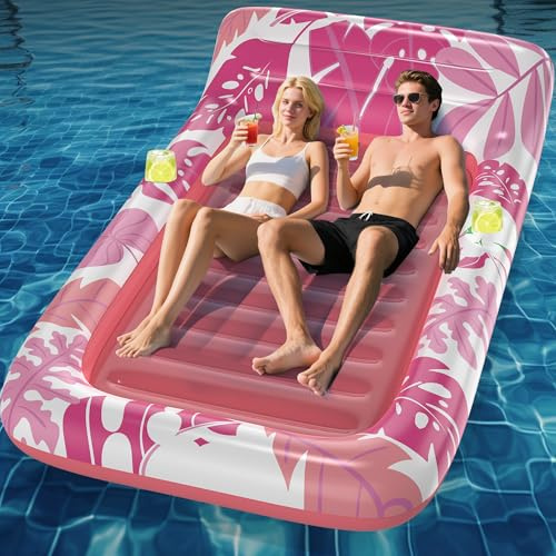 CACSPS Aufblasbare Sonnenbadliege Float - 4 in 1 Sonnenbräunungswanne, Sonnenbadfloß, schwimmende Matte für Erwachsene, aufblasbares Wasserbett, Bällebad Poolzubehör (XL)