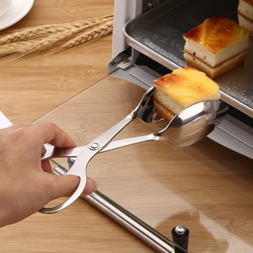 2 pinze per pane in acciaio inox, pinze da portata, pinze da cucina, per verdure, insalate, pane tostato, pasticceria, panini, bistecca (piccole)