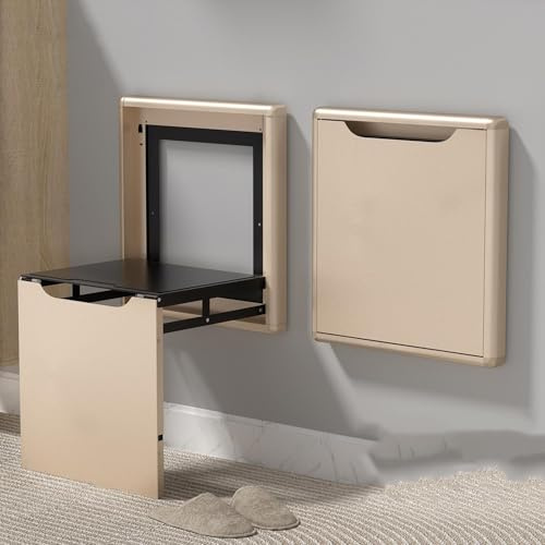 Faltbarer Wandhocker - Ultra -dünner Klappstuhl - geeignet für Kamine, Balkone, Kleiderschränke, Badezimmer,Gold