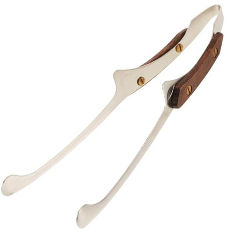 Cabilock Wooden Handle BBQ Tongs Stainless Steel Food Tongs for Kitchen Grill Camping Non-Slip Cooking Utensils