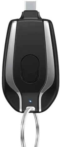 1500mAh Keyring Power Bank, Keychain Portable Charger for Android, Type-C Mini Power Emergency Pod, Compact External Fast Charging charger for outdoor (Black Type-C)