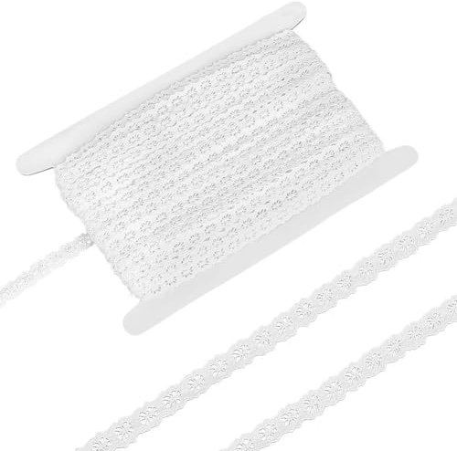 BENECREAT Nastro di Pizzo Floreale In Cotone Bianco Da 27.4 m, Pizzo All'Uncinetto Morbido Da 12mm per Confezioni Regalo, Artigianato Fai Da Te, Decorazioni per Abiti Da Sposa