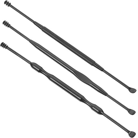 Mikinona Juego De Limpiadores De Oreja De Acero Inoxidable 3 Piezas, Herramienta Portátil Doble Cabezal Para Eliminación De Cerumen, Massage Canal Auditivo, Uso Diario y Viajes