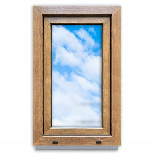 LORAC | Fenêtre en plastique chêne doré blanc 500 x 800 mm, 50 x 80 cm, PCV, DIN droite, inclinable et exposable, double vitrage, économie d'énergie – Fenêtre avec certificat CE pour cave et