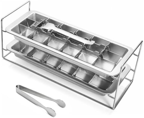 VBQFDPH Double-layer Stainless Steel Metal Ice Cube Trays,total 36 Slots