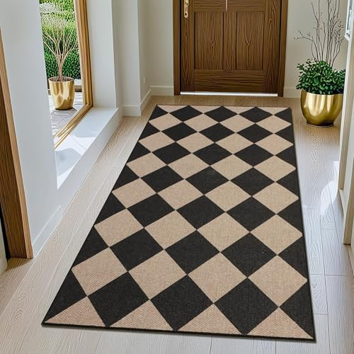 TUKDAK Weben Teppich Läufer Flur rutschfest 80x150cm, Waschbar Küchenteppich, Flurläufer Modern, Teppichläufer, Küchenläufer, Flur Teppich, Flurteppich für Küche, Eingang, Wohnzimmer, Korridor