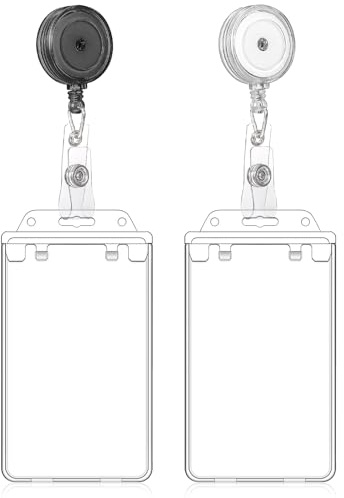 Culinavog ID-korthållare bricka buddy kit, 2 stycken ID-korthållare med infällbar nyckel Jojo, ID-korthållare i hårdplast skyddsfodral, ID-korthållare med klämma för kontor, buss, vertikal