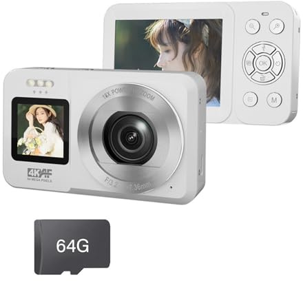 Fotocamera Digitale A Doppio Schermo Risoluzione Da 64 Video 4K Zoom 18X Design Per Adolescenti Principianti Compatta Fotocamera Per Studenti