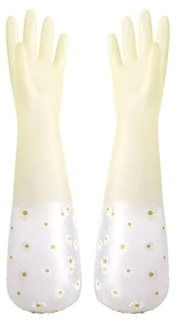 ENWWCH Guanti impermeabili for pulizia lavori domestici, 3 pezzi, for la della cucina, in lattice, for casa, for lavare i piatti, for bucato, guanti in gomma resistenti all'usura Per La Casa(Yellow)