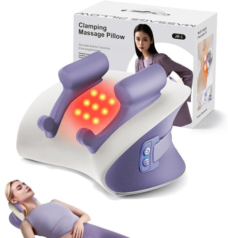 Masseur de cou électrique avec chaleur, masseur shiatsu, masseur cervical et dos, massage cervical 3D avec 3 modes, 6 fréquences réglables, coussin de relaxation pour cou cervical