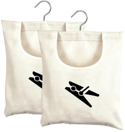 Dreamil 2 Bolsas de Lino para Pinzas de la Ropa, Bolsas para Pinzas de la Ropa con Patrón, Reutilizables para Uso Doméstico, Mezcla de Algodón