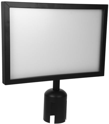 ADOCARN Commercial Stanchion Sign Holder Portrait Frame Retractable Belt Queue Barrier Display for Crowd Control with Stainless Steel Rust-resistant Structure