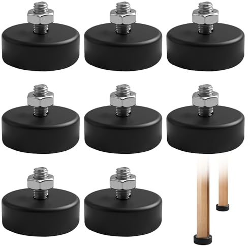 TIANLIN 8 Piezas Pies de Goma Atornillables, Amortiguadores de Goma M8 X 15 mm, Diámetro de Base 42 mm, Pies para Muebles M8 para Armarios, Mesas, Sillas, Sofás, Vitrinas (Negro) | Para armarios, mesas, sillas, sofás y vitrinas. Patas ajustables en altura para muebles con protección de suelo