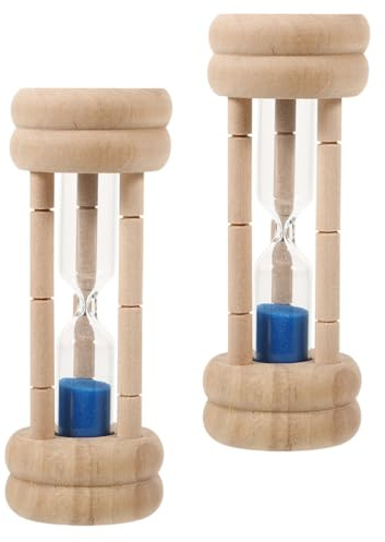 Holibanna Lot de 2 Sabliers pour Garçon et Filles 2 Cadre en Bois Minuteur de Brossage de Dents Précis Sablier pour Jeux Éducatifs et Activités Scolaires Design Compact et Portable Bleu
