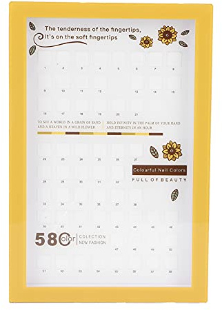 58 Colors Magnetic Closure Nail Color Card Chart, Nail Polish Display Book for Salon, Gel Polish Design Display with Adhesive Bottom, Durable Plastic Nail Art Organizer for Profess