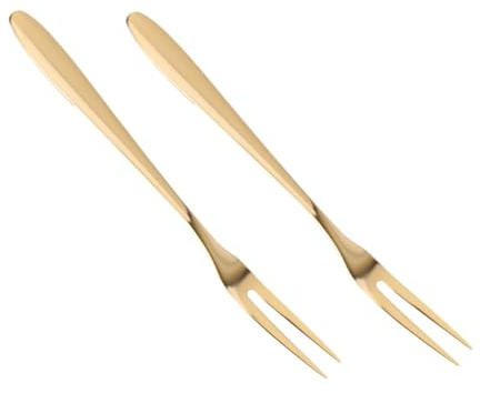 FONDOTIN Forchette da Frutta in Acciaio Inox 2 Pezzi, Forchettine da Dessert 2 Rebbi Lucidati a Specchio, Posate per Feste e Uso, Stoviglie per Cucina e Intrattenimento