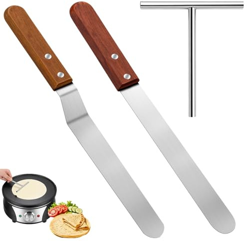 3 stycken crêpes distributör-set, degfördelare vändare för crêpes maker, crêpes tillbehör för tillverkning av pannkakor, bröd, kakor