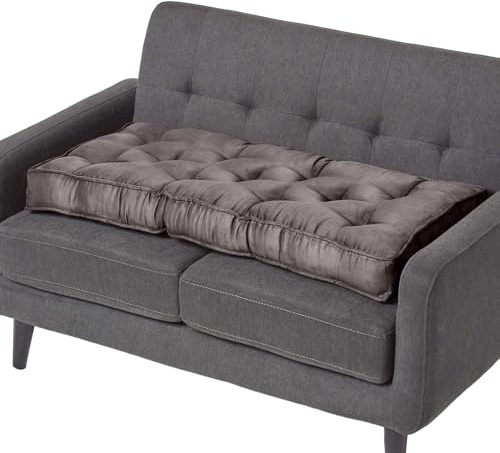 Homescapes Sitzerhöhung Sofa 2-Sitzer grau 100x48x10 cm, Langes Sitzkissen gepolstert mit Velours-Bezug, Dicke Sofa-Auflage & Aufstehkissen für Senioren