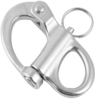Feste Schnappschäkel aus festem Edelstahl von Keenso Schnellverschluss-Schnappschäkel mit rundem Ring für Marineboote, Lastwagen, Lieferwagen, Wohnwagen und Anhänger(16 * 69 mm)