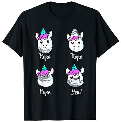Lustiges Einhorn Mit Mund Nasen Maske Maske Atemschutz T-Shirt