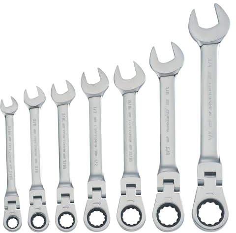CRAFTSMAN 7-Piece SAE Flex Reversible 72-tooth Ratchet Set, Chrome Finish (CMMT87010)