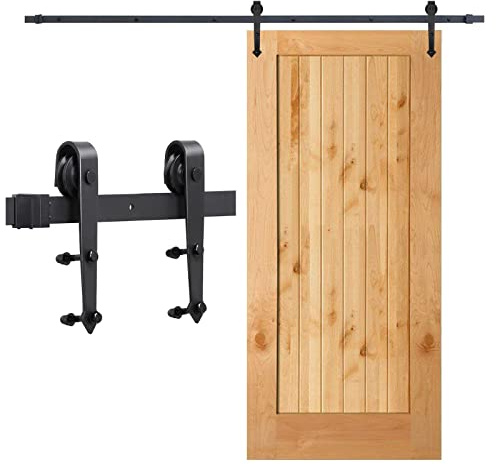 Cecaylie 6.6FT (200cm) Schiebetürbeschlag Set, Laufschienen für Schiebetür Hängeschiene Schiebetürsystem Laufschiene für Schiebetüren 40 bis 45 mm Dicke