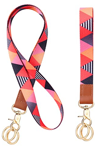 Vicloon Schlüsselband, Lanyard Umhängeband und Schlüsselbänder Wristlet, Umhängeband Universal mit Metall Ring und Hohe Qualität Leder, Zweiseitiger Druck in Voller Farbe, für Handy, Schlüssel