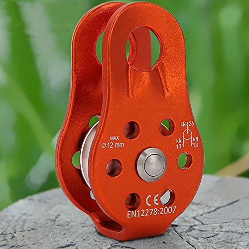 Kadimendium Seilrolle, Climb Secura Single Aluminium Side Swing Pulley Aluminium Side Swing Single Pulley Mobile Seitenplattenrolle für Luftarbeiten für Seilrutschen(Orange)