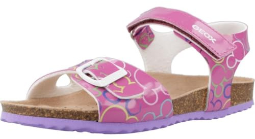 Geox Girls' J Adriel Girl C Sandals, Fuchsia multi-coloured, 7.5 UK