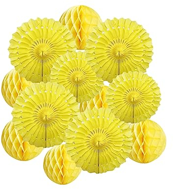 Wabenbälle, 15,2 cm, 20,3 cm, Seidenpapier-Fächer, Party-Wabenbälle, Wand-Pompons, Blumenbälle, hängende Papierfächer für Party, Babyparty, Geburtstag, Hochzeit, Kinderzimmer, Wanddekoration (gelbes